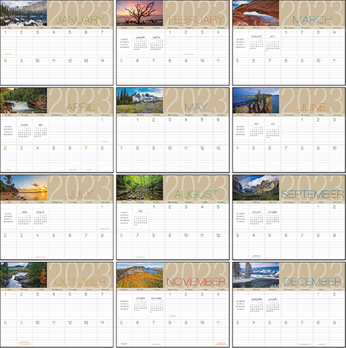 Scenes of America Spiral Bound Wall Calendar for 2023